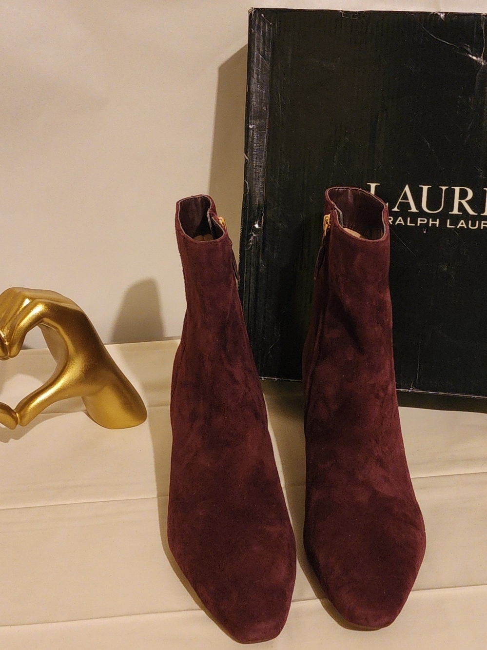 Ralph Lauren Women's Burgundy Suede Ankle Boots